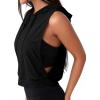 image:imageAvanova Womens Workout Shirts Sleeveless Hoodies Drawstring Open Side Gym Cropped Tank TopBlack