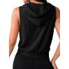 image:imageAvanova Womens Workout Shirts Sleeveless Hoodies Drawstring Open Side Gym Cropped Tank TopBlack