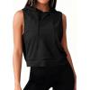 image:imageAvanova Womens Workout Shirts Sleeveless Hoodies Drawstring Open Side Gym Cropped Tank TopBlack