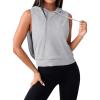 image:imageAvanova Womens Workout Shirts Sleeveless Hoodies Drawstring Open Side Gym Cropped Tank TopGrey