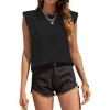 image:imageAvanova Womens Shoulder Pad Tank Top Sleeveless Casual Summer Round Neck TShirt Black Medium