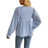 image:imageAvanova Women Striped Shirt Peplum Babydoll Top Ruffle Long Sleeve Blouse Blue Medium