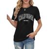 image:imageAvanova Womens Letter Graphic Tee Vintage Short Sleeve T Shirts Summer Top Casual Streetwear Black 02 California XXLarge