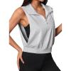 image:imageAvanova Running Shirts Women Sleeveless Zip Up V Neck Golf Workout Gym Athletic Crop Tank TopsGrey