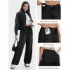 image:imageTapata Womens 28303234 Wide Leg Jeans Side Stripe MidRise Elastic Waist Denim Pants Trendy Baggy Loose TrousersBlack