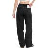image:imageTapata Womens 28303234 Wide Leg Jeans Side Stripe MidRise Elastic Waist Denim Pants Trendy Baggy Loose TrousersBlack