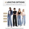 image:imageTapata Womens 28303234 Wide Leg Jeans Side Stripe MidRise Elastic Waist Denim Pants Trendy Baggy Loose TrousersBlue