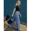 image:imageTapata Womens 28303234 Wide Leg Jeans Side Stripe MidRise Elastic Waist Denim Pants Trendy Baggy Loose TrousersBlue