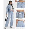 image:imageTapata Womens 28303234 Wide Leg Jeans Side Stripe MidRise Elastic Waist Denim Pants Trendy Baggy Loose TrousersLight Blue