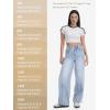 image:imageTapata Womens 28303234 Wide Leg Jeans Side Stripe MidRise Elastic Waist Denim Pants Trendy Baggy Loose TrousersLight Blue