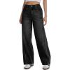 image:imageTapata Womens 28303234 Wide Leg Jeans Side Stripe MidRise Elastic Waist Denim Pants Trendy Baggy Loose TrousersBlack