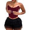 image:imageAvanova Mesh Overbust Corset Tops for Women Strapless Bustier Corsets Sexy Going Out Crop TopBurgundy