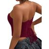 image:imageAvanova Mesh Overbust Corset Tops for Women Strapless Bustier Corsets Sexy Going Out Crop TopBurgundy