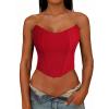 image:imageAvanova Mesh Overbust Corset Tops for Women Strapless Bustier Corsets Sexy Going Out Crop TopRed
