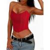 image:imageAvanova Mesh Overbust Corset Tops for Women Strapless Bustier Corsets Sexy Going Out Crop TopRed