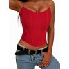 image:imageAvanova Mesh Overbust Corset Tops for Women Strapless Bustier Corsets Sexy Going Out Crop TopRed