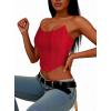 image:imageAvanova Mesh Overbust Corset Tops for Women Strapless Bustier Corsets Sexy Going Out Crop TopRed