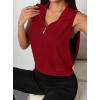 image:imageAvanova Running Shirts Women Sleeveless Zip Up V Neck Golf Workout Gym Athletic Crop Tank TopsRed