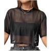 image:imageAvanova Women Sexy Sheer Mesh Crop Top See Through Oversized Short Sleeves ShirtBlack