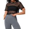 image:imageAvanova Women Sexy Sheer Mesh Crop Top See Through Oversized Short Sleeves ShirtFishnet Black