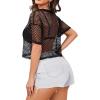 image:imageAvanova Women Sexy Sheer Mesh Crop Top See Through Oversized Short Sleeves ShirtFishnet Black