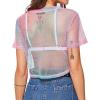 image:imageAvanova Women Sexy Sheer Mesh Crop Top See Through Oversized Short Sleeves ShirtPink