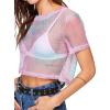 image:imageAvanova Women Sexy Sheer Mesh Crop Top See Through Oversized Short Sleeves ShirtPink