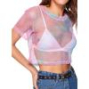 image:imageAvanova Women Sexy Sheer Mesh Crop Top See Through Oversized Short Sleeves ShirtPink
