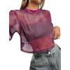 image:imageAvanova Women Sexy Sheer Mesh Crop Top See Through Oversized Short Sleeves ShirtTie Dye D