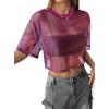 image:imageAvanova Women Sexy Sheer Mesh Crop Top See Through Oversized Short Sleeves ShirtTie Dye D