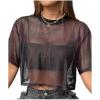 image:imageAvanova Women Sexy Sheer Mesh Crop Top See Through Oversized Short Sleeves ShirtTie Dye E