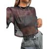 image:imageAvanova Women Sexy Sheer Mesh Crop Top See Through Oversized Short Sleeves ShirtTie Dye E