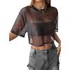 image:imageAvanova Women Sexy Sheer Mesh Crop Top See Through Oversized Short Sleeves ShirtTie Dye E