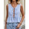 image:imageAvanova Women Striped Tie Front Peplum Tank Tops V Neck Sleeveless Ruffled Hem BlousesBlue