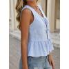 image:imageAvanova Women Striped Tie Front Peplum Tank Tops V Neck Sleeveless Ruffled Hem BlousesBlue