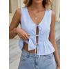 image:imageAvanova Women Striped Tie Front Peplum Tank Tops V Neck Sleeveless Ruffled Hem BlousesBlue