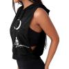 image:imageAvanova Womens Workout Shirts Sleeveless Hoodies Drawstring Open Side Gym Cropped Tank TopB Skull Moon
