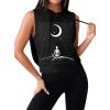 image:imageAvanova Womens Workout Shirts Sleeveless Hoodies Drawstring Open Side Gym Cropped Tank TopB Skull Moon