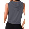 image:imageAvanova Womens Workout Shirts Sleeveless Hoodies Drawstring Open Side Gym Cropped Tank TopDeep Grey