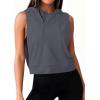 image:imageAvanova Womens Workout Shirts Sleeveless Hoodies Drawstring Open Side Gym Cropped Tank TopDeep Grey