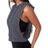 image:imageAvanova Womens Workout Shirts Sleeveless Hoodies Drawstring Open Side Gym Cropped Tank TopDeep Grey