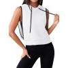 image:imageAvanova Womens Workout Shirts Sleeveless Hoodies Drawstring Open Side Gym Cropped Tank TopW With Blk Trim