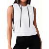image:imageAvanova Womens Workout Shirts Sleeveless Hoodies Drawstring Open Side Gym Cropped Tank TopW With Blk Trim
