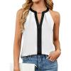image:imageAvanova Women Color Block Sleeveless Business Casual Blouses Work Shirts Halter V Neck Tank TopsWhite
