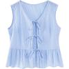 image:imageAvanova Women Striped Tie Front Peplum Tank Tops V Neck Sleeveless Ruffled Hem BlousesBlue