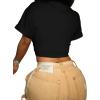image:imageAvanova Women Sexy Tie Front Crop Tops Short Sleeve TShirts V Neck Tee Festival ClubwearA Black