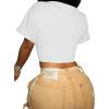 image:imageAvanova Women Sexy Tie Front Crop Tops Short Sleeve TShirts V Neck Tee Festival ClubwearD White