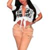 image:imageAvanova Women Sexy Tie Front Crop Tops Short Sleeve TShirts V Neck Tee Festival ClubwearWhite Black