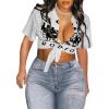 image:imageAvanova Women Sexy Tie Front Crop Tops Short Sleeve TShirts V Neck Tee Festival ClubwearWhite