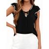 image:imageAvanova Women Contrast Trim Flutter Ruffle Sleeve Blouses Texture V Neck Tops ShirtsBlack